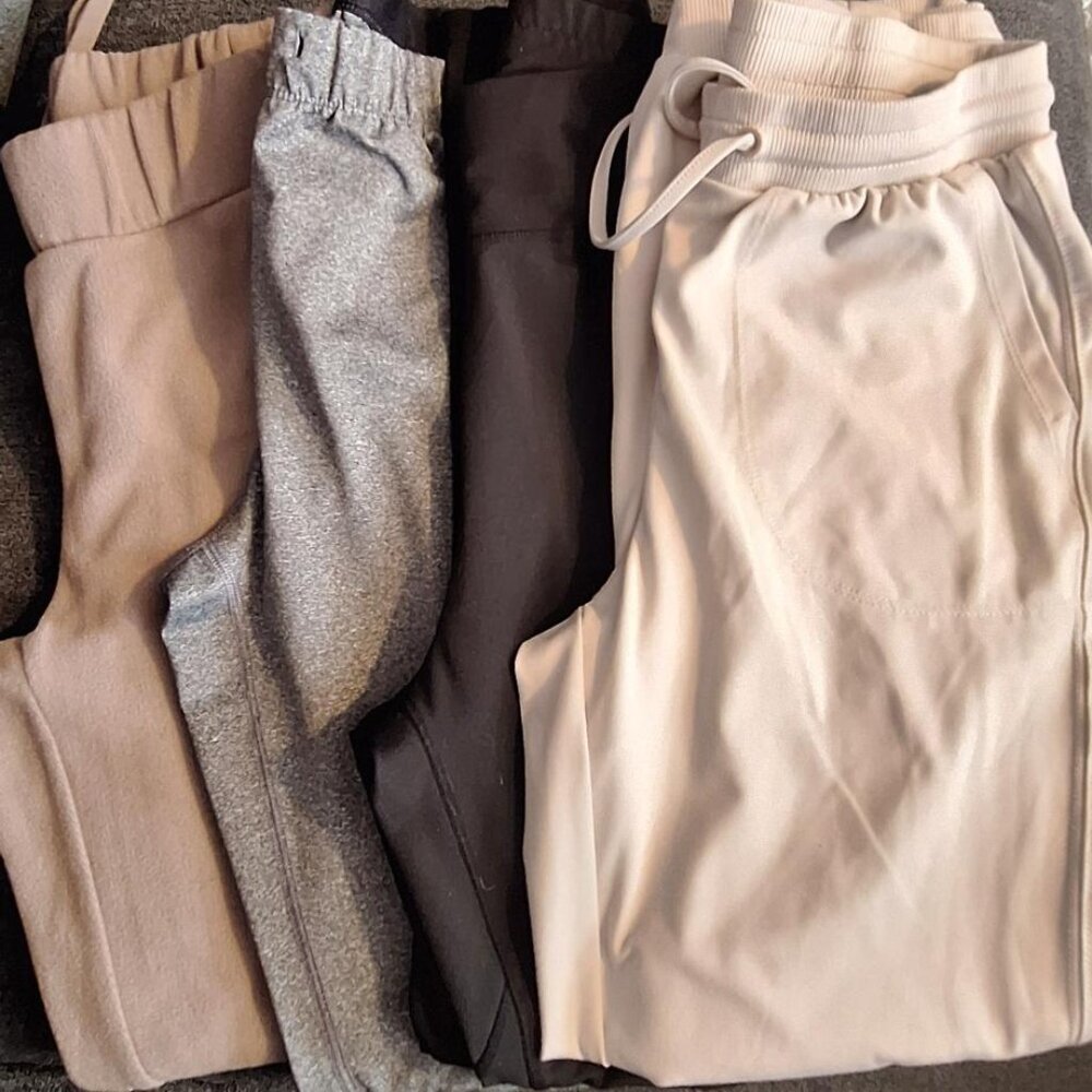 4 Pair Women’s Joggers Sweatpants Bundle Neutral Lounge Pants Casual Athleisure